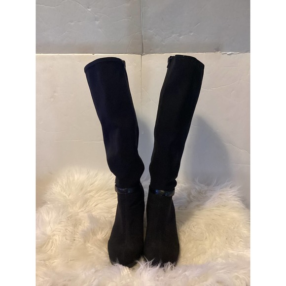 Lauren Ralph Lauren Tula Knee High Wedge Black Boots Women Size 7.5B - Picture 2 of 5